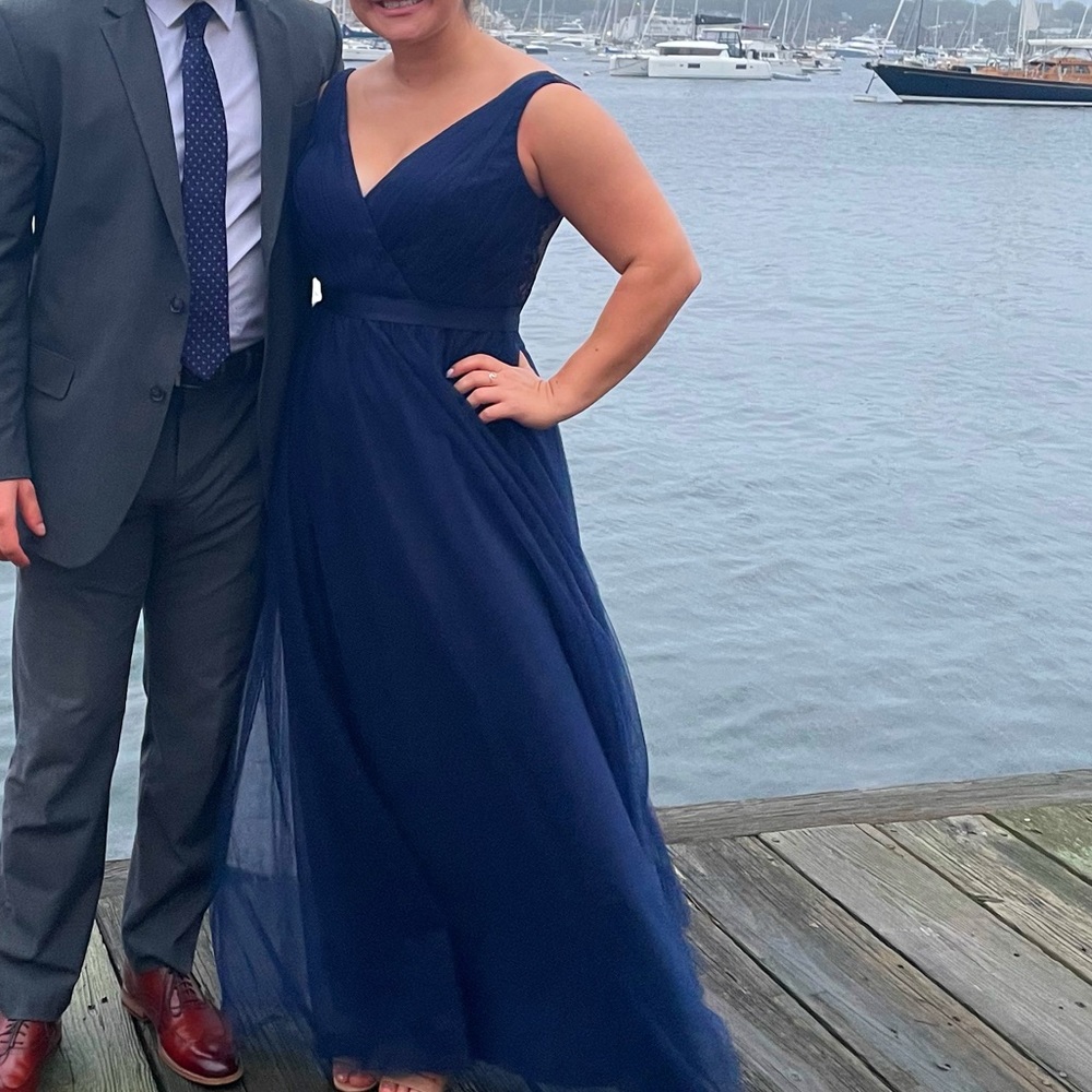 Vera Wang Navy Blue Full Skirt Bridesmaid Dress